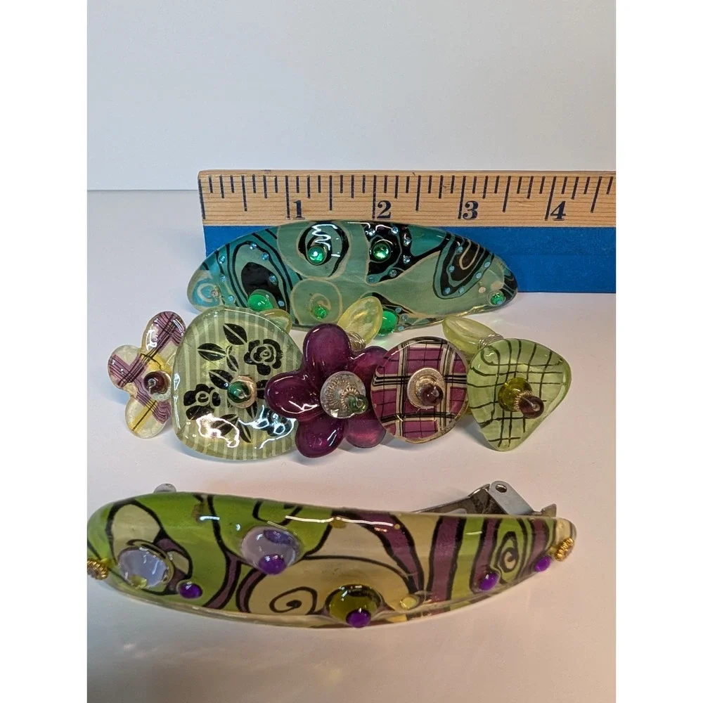 Lot Of 3 Hair‎ Barrettes Beautiful, Colorful